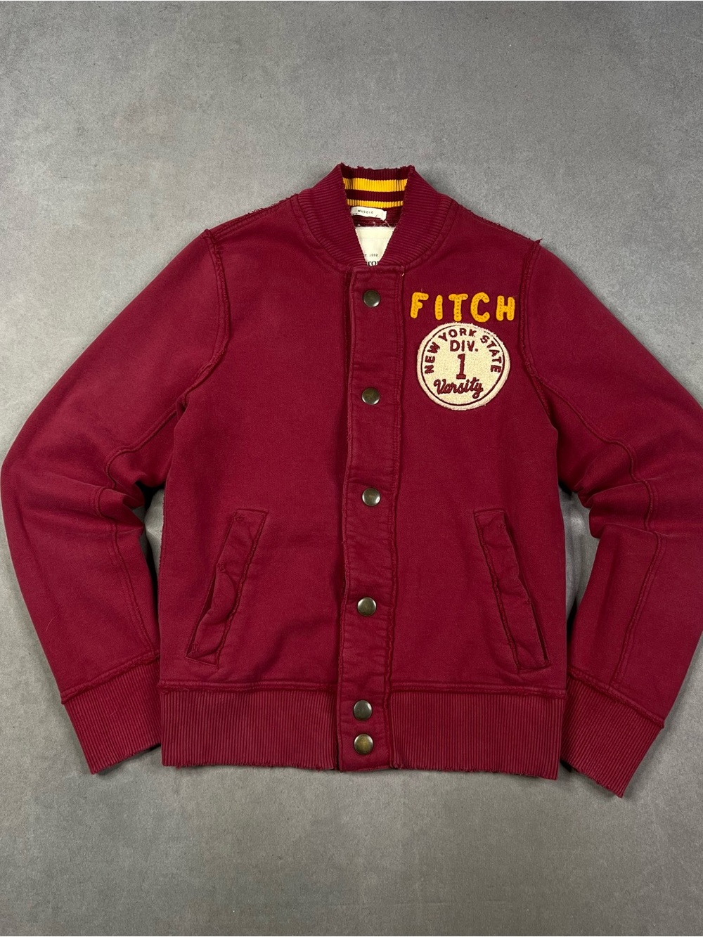 Abercrombie & Fitch New York Div 1 Varsity Sweatshirt Jacket Red Small Rare Y2K